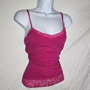 Y2k 2000's mcbling vintage wet seal pink white polka dot tank top